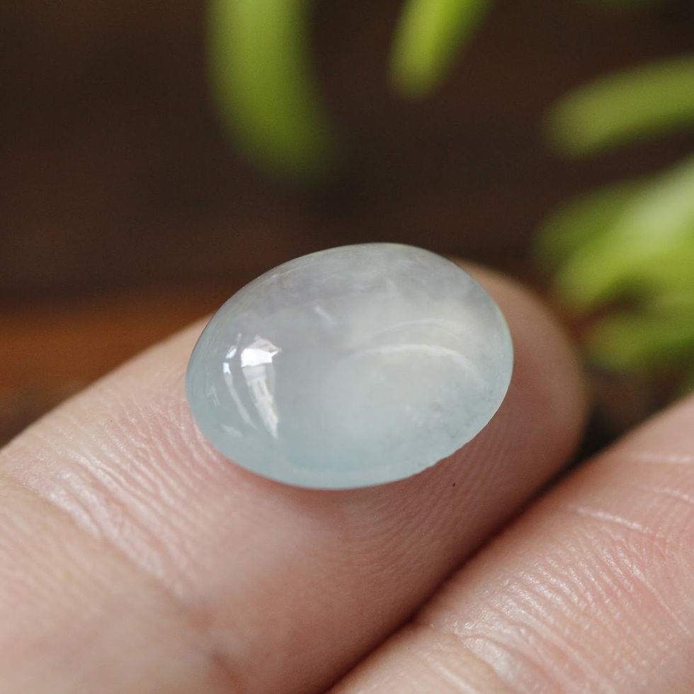 Thumbnail: 4.3 ct. Icy-Crystal Jadeite Jade (Grade A) Large Cabochon with Lab Certificate