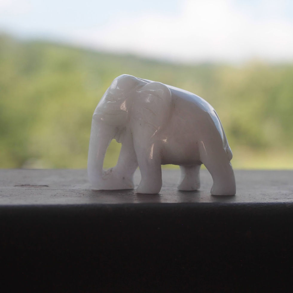 Thumbnail: The Royal White Elephant, Hand Carved White Jadeite Jade (Grade A) Thai Elephant
