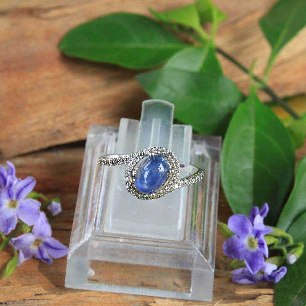 Thumbnail: Gorgeous Blue Sapphire Ring with White Topaz Accent Gemstones