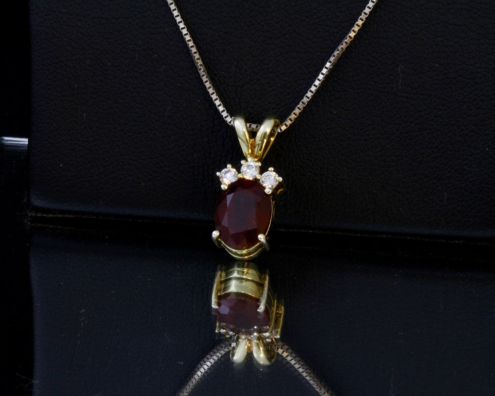 Thumbnail: Large Pigeon Blood Red, Burmese Ruby (Heated) Pendant with White Sapphire Accent