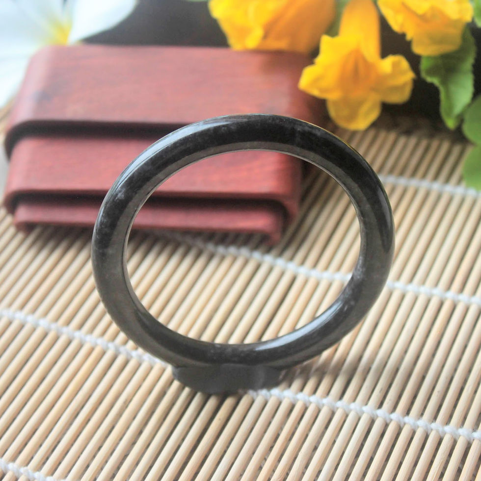Thumbnail: Sleek, 58.3 mm. Black with White Speckles, Jadeite Jade (Grade A)