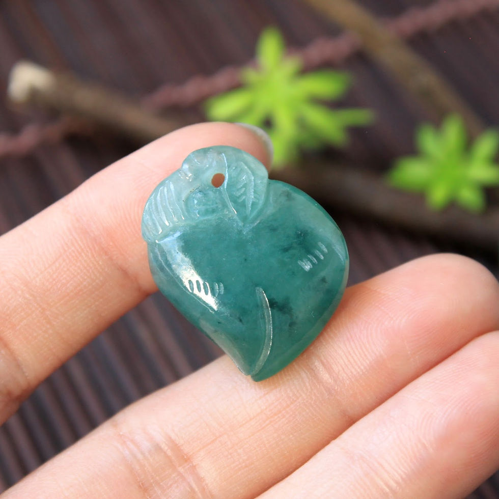 Thumbnail: Semi-Translucent Green Jadeite Jade (Grade A) Gemstone Carved into a Floral