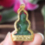 Hand-Carved Meditating Buddha, Canadian Green Nephrite Jade Carving Set in a 92.5 % Hand Made Silver