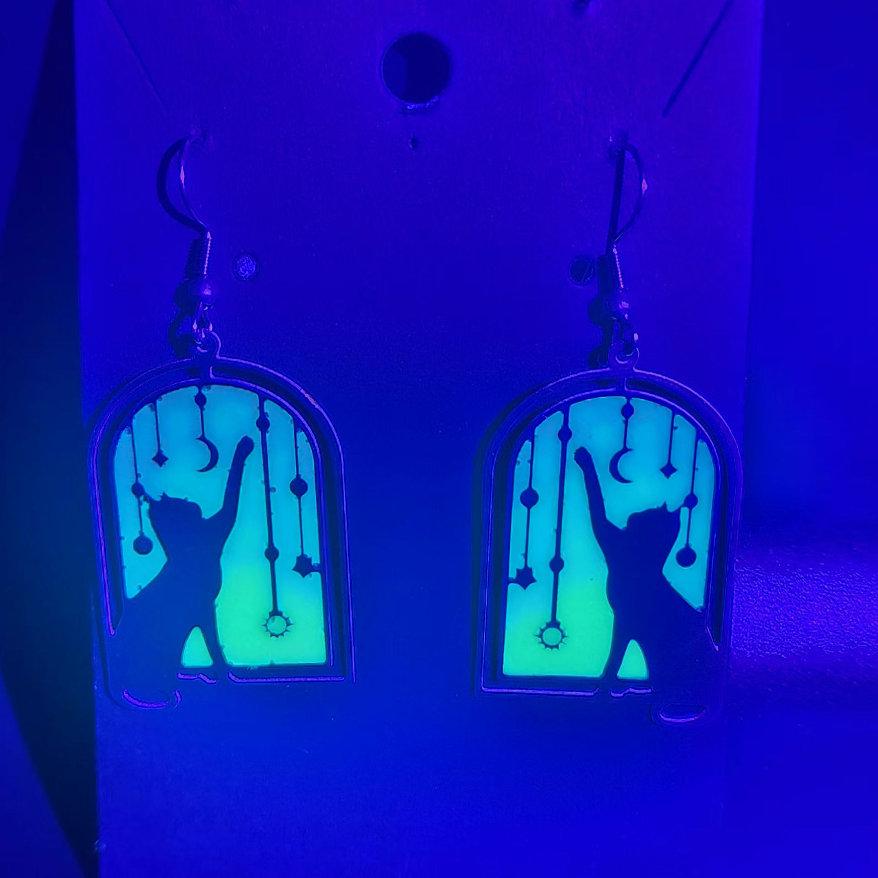 Cat Window - Glow in The Dark Earrings