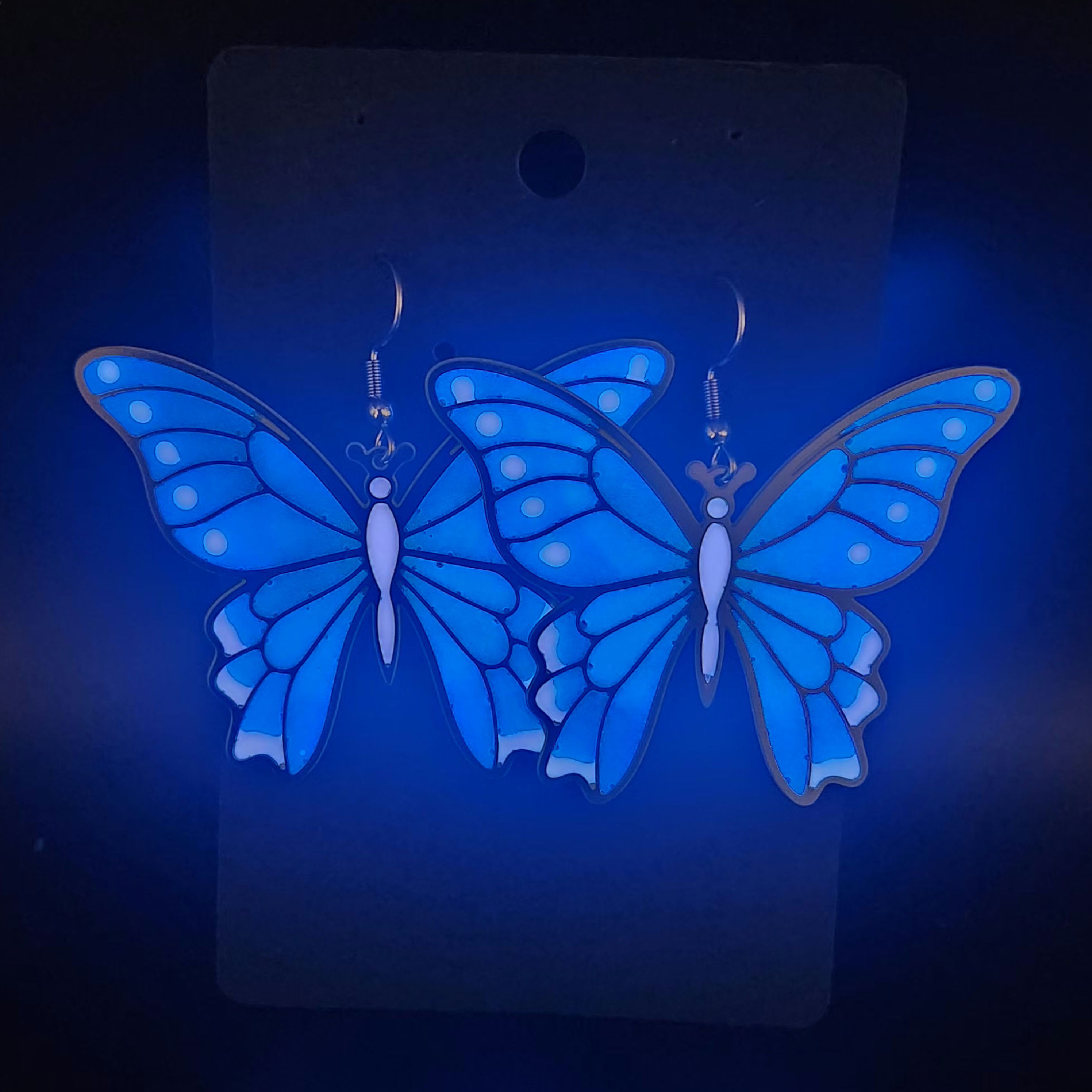 Blue  Butterfly - Glow in The Dark Earrings 