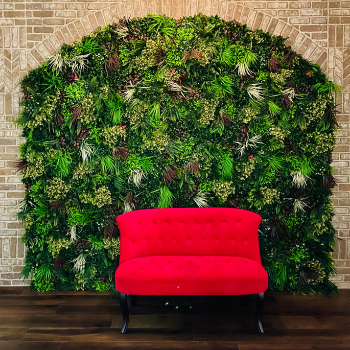 Red Bird Social entry green wall
