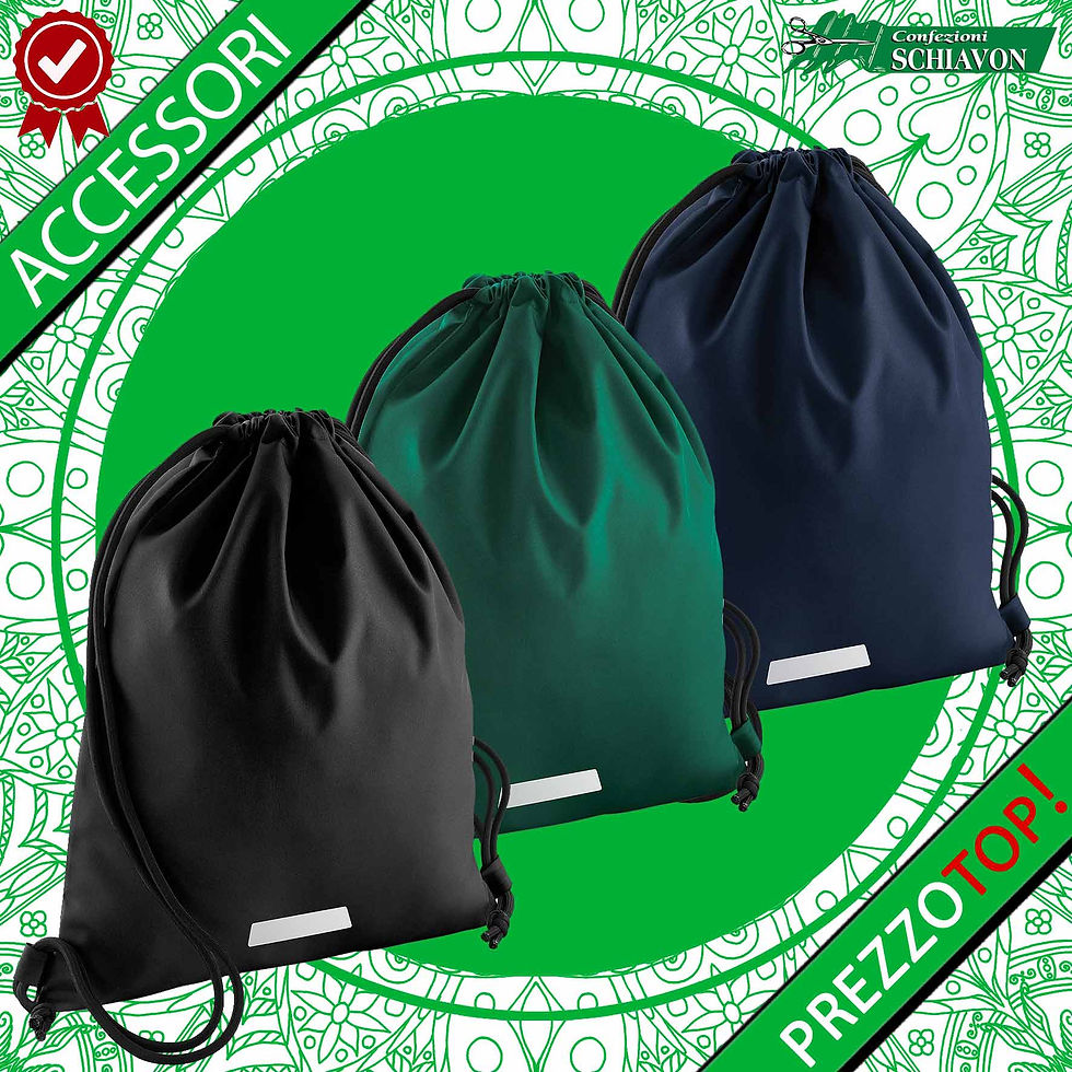 QD443 Academy Gymsac. 300D poliestere. Tessuto impermeabile, dettaglio riflettente ad alta visibilità, etichetta identificativa interna, pannello stampato per il nome, tasca interna con cerniera, chiusura con cordino. Dimensioni: 33 x 45 cm, capacità: 15 litri. Area di stampa: cm. 150 g/m². ·Peso:150 g/m² ·Colori:4.Nero, Rosso, Verde, Navy.