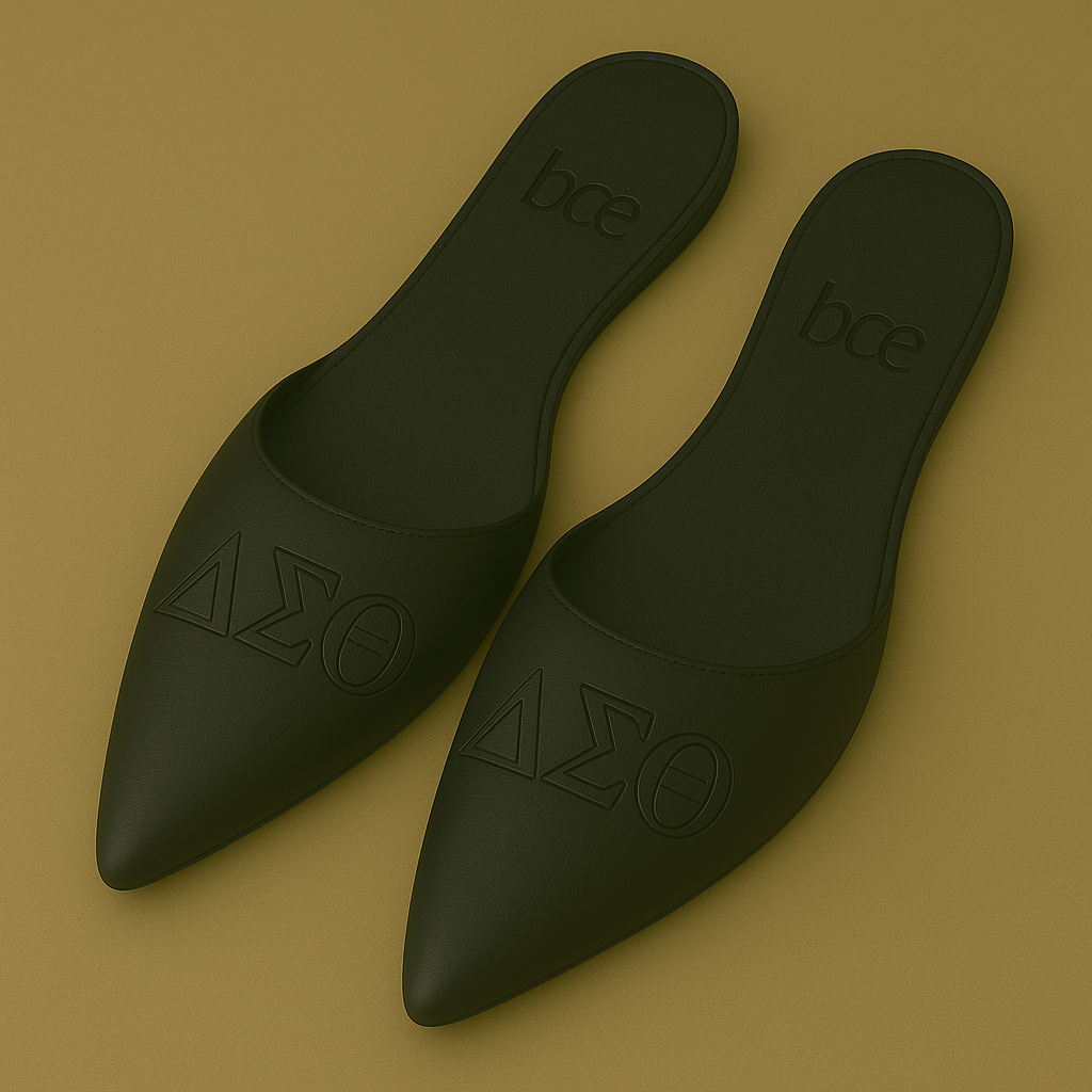 ΔΣΘ Black  Genuine Leather Debossed Slip On Shoes