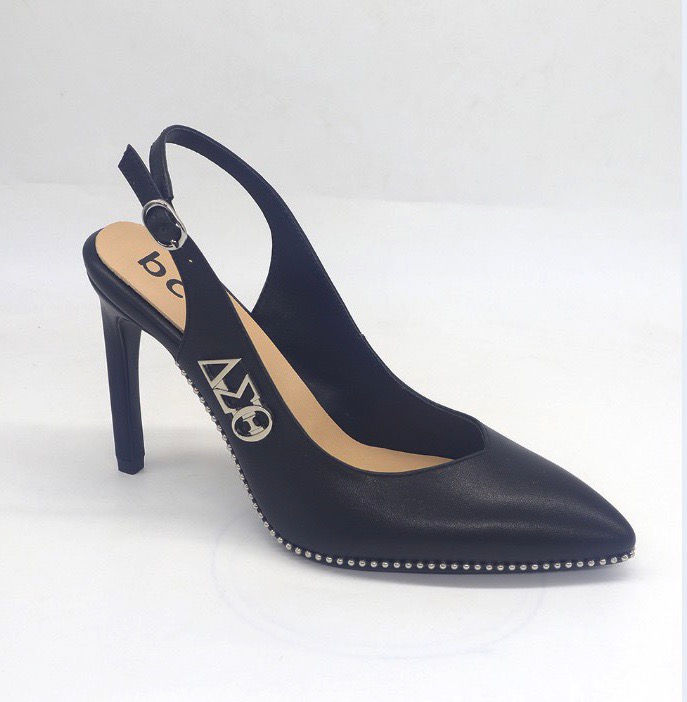 ΔΣΘ Black Slingback Genuine Leather Heel