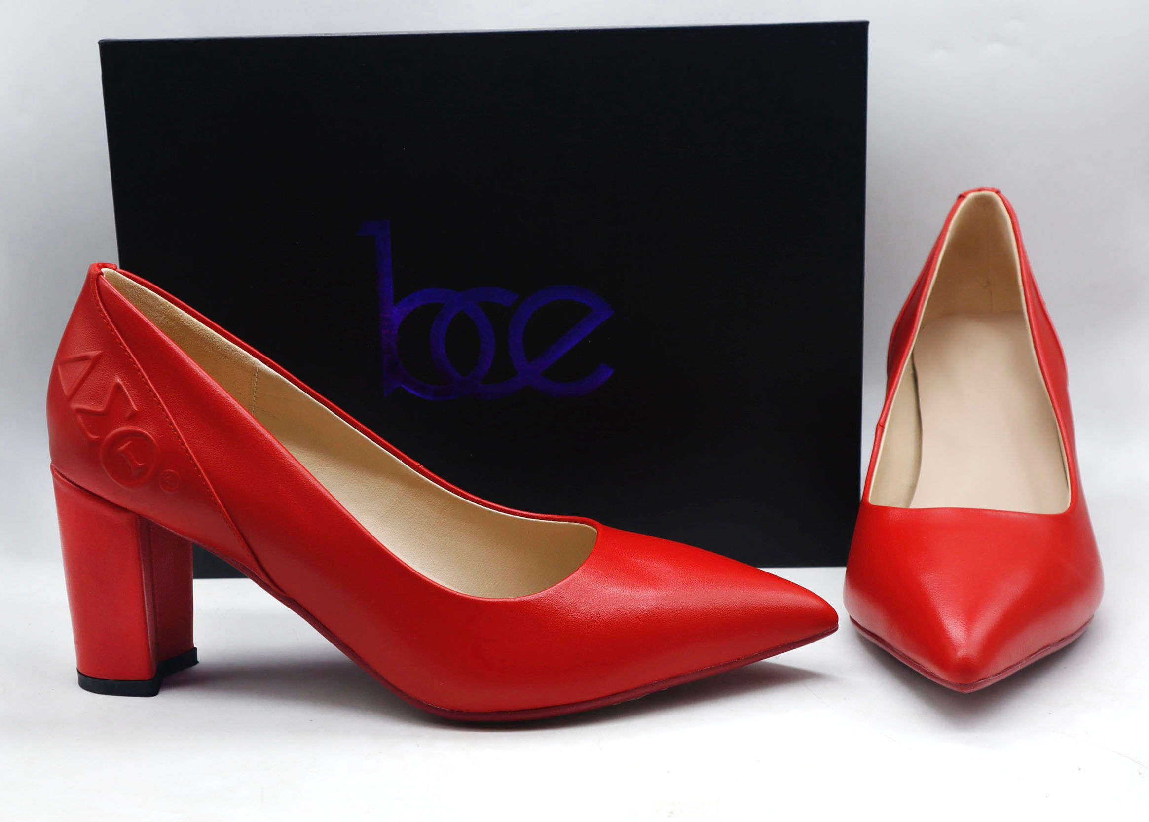 ΔΣΘ Red Genuine Leather 3 inch heels