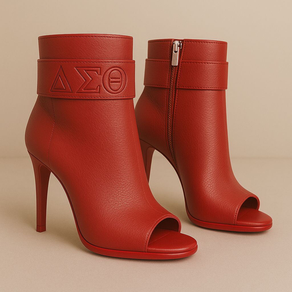 ΔΣΘ Red  Genuine Leather Debossed Boots