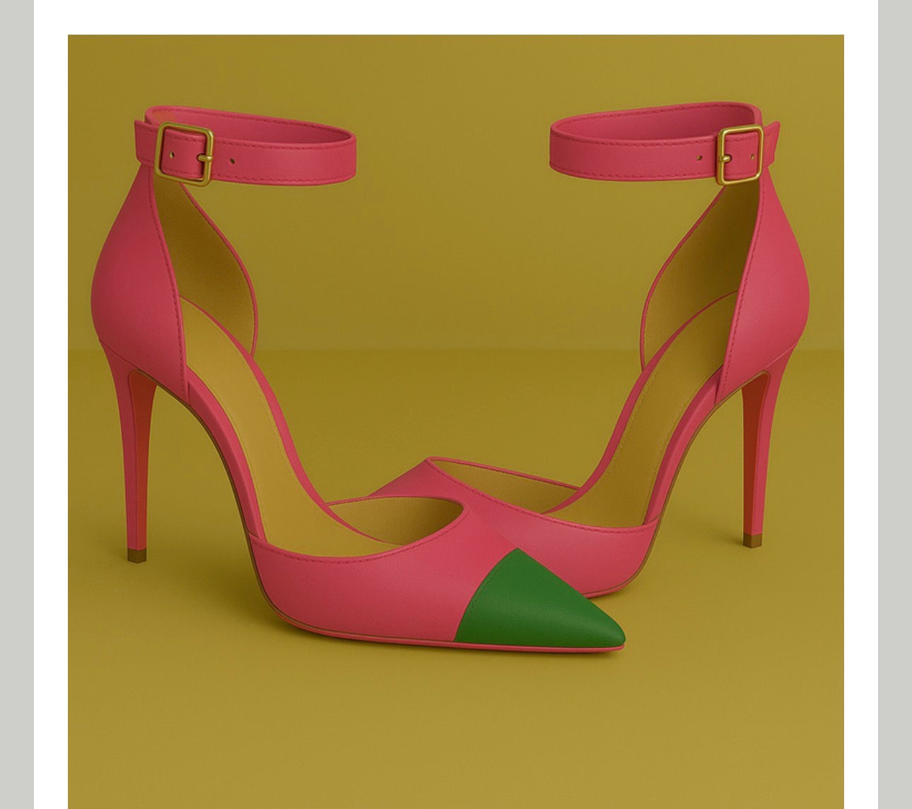 Pink/Green Genuine Leather Heels