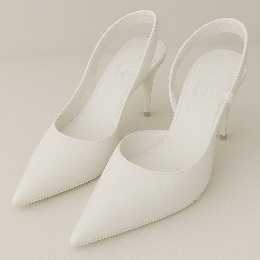 White Genuine Leather Heels