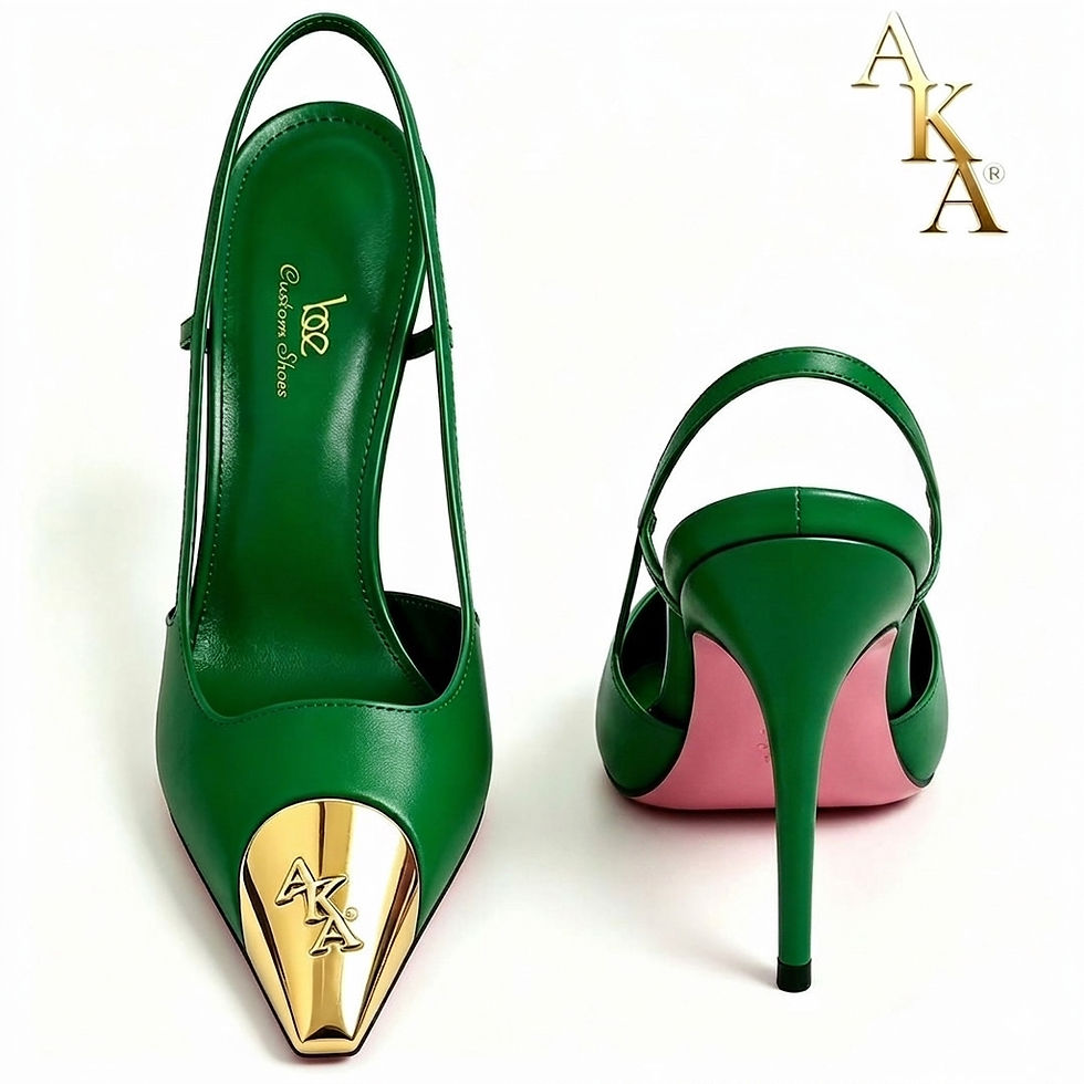 Thumbnail: AKA Green Slingback Genuine Leather Heels