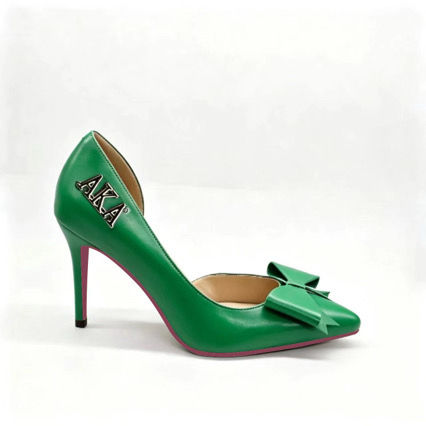 AKA Green Bow Genuine Leather Heels
