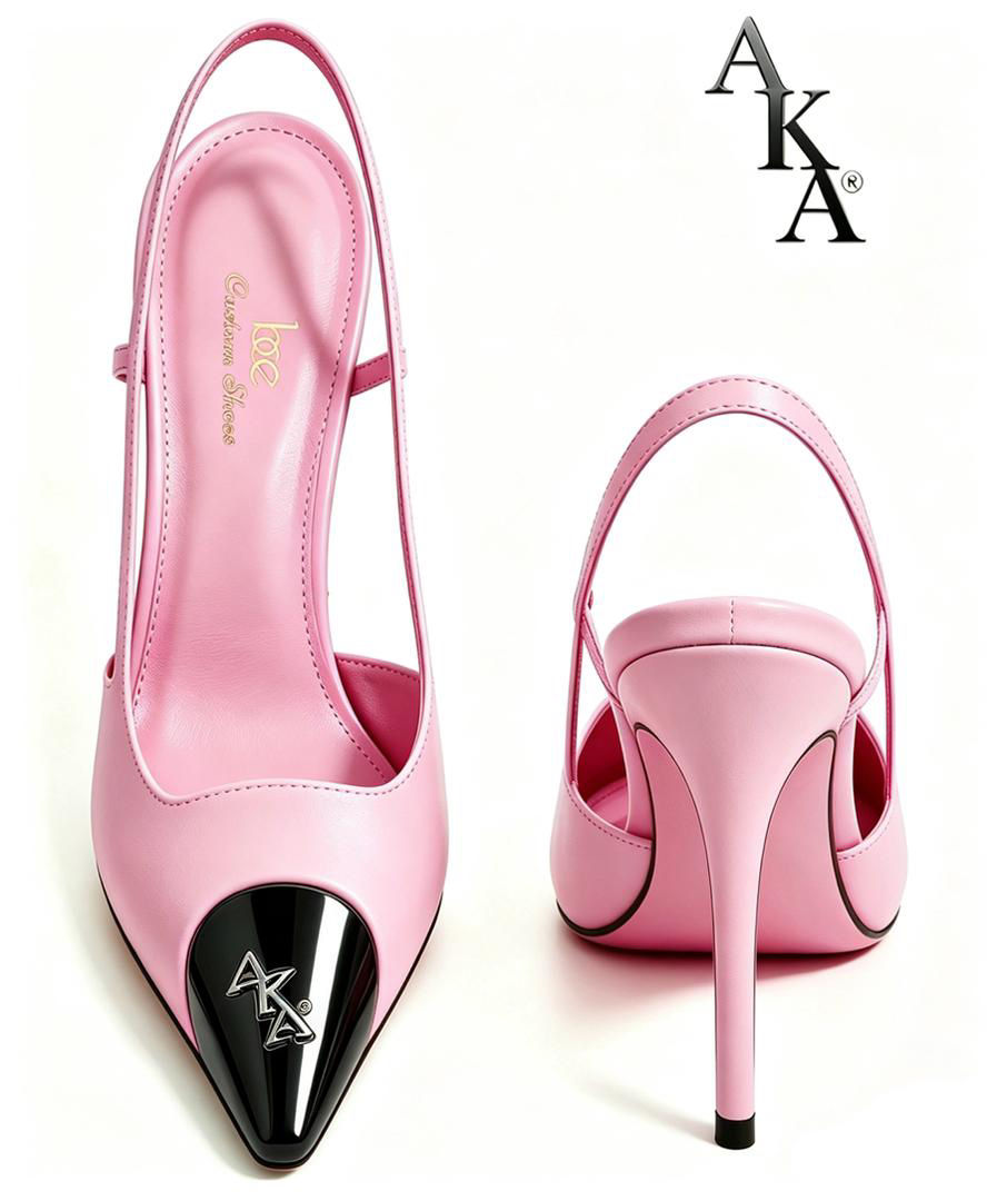 Thumbnail: AKA Pink Slingback Genuine Leather Heels