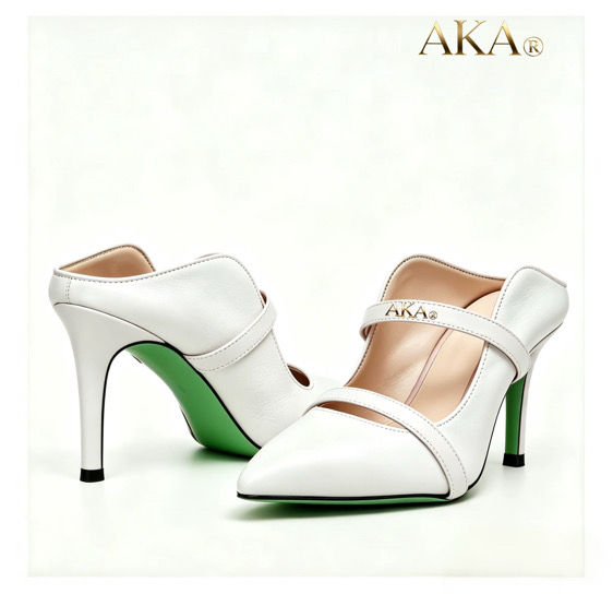 AKA® White Genuine Leather Heels