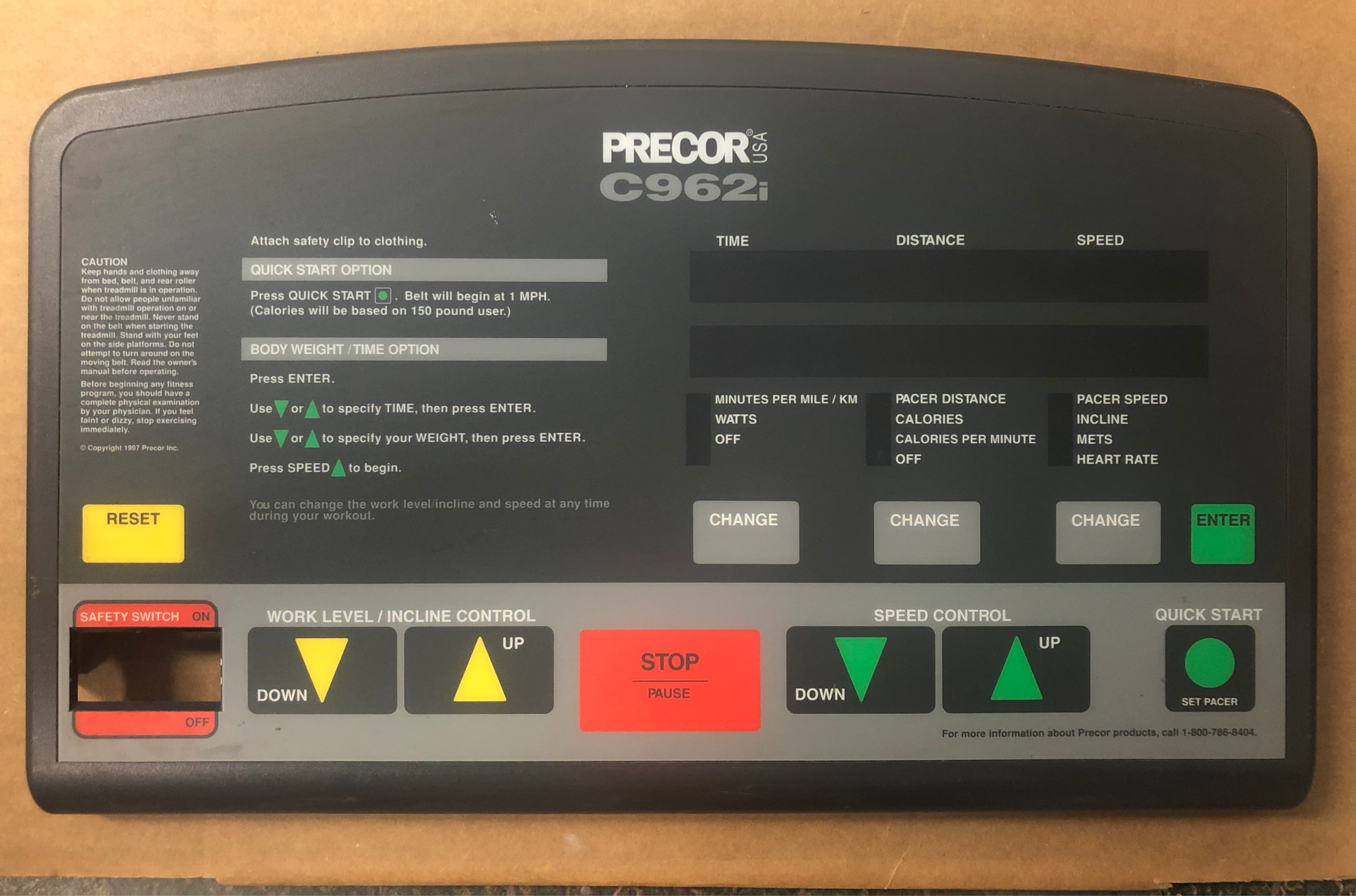 Precor Fitness C962i console / overlay /38062-105