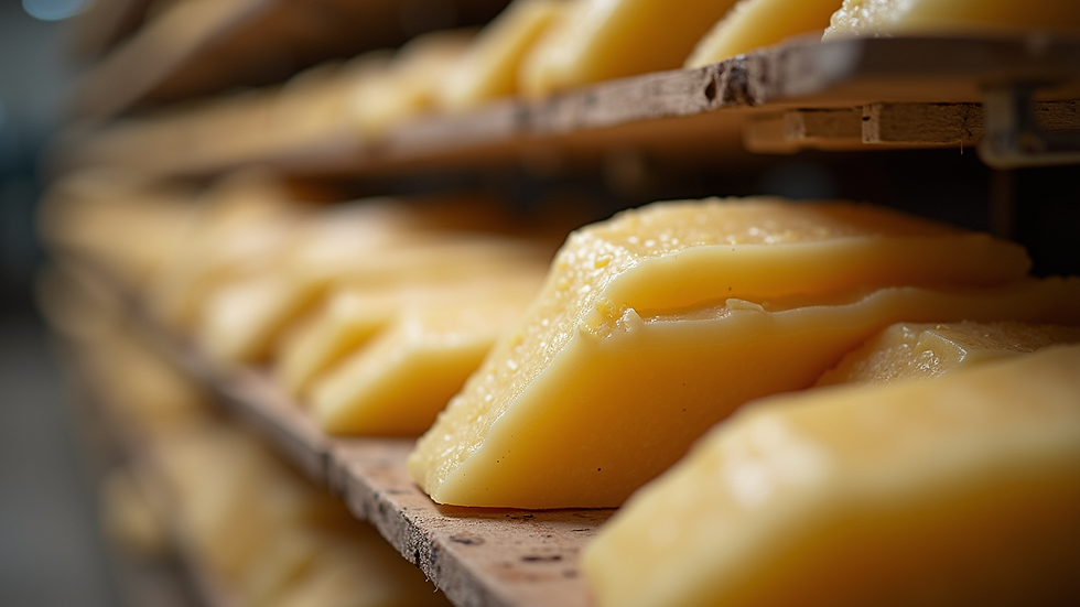 Gros plan sur un plateau de fromages basques artisanaux dans une ferme