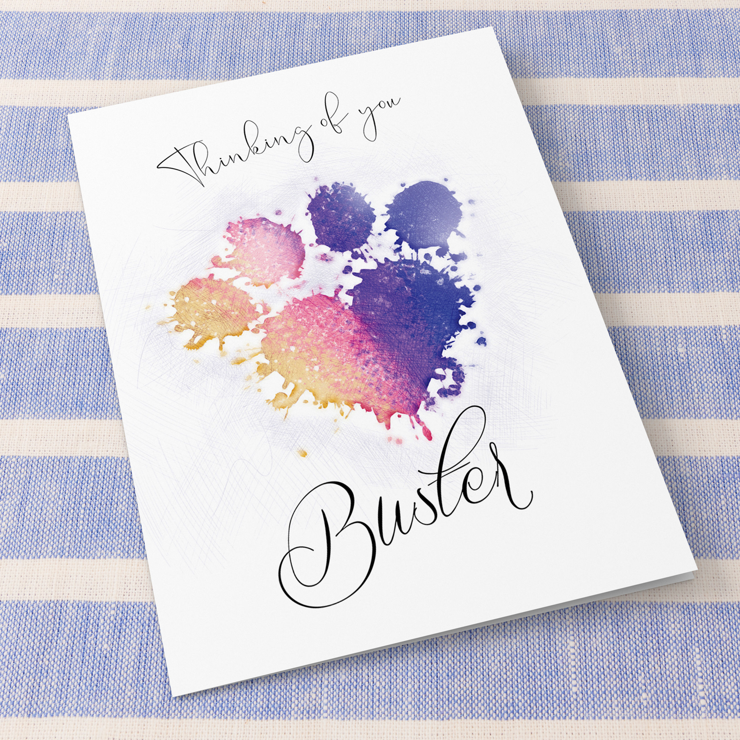 Paw Print 'Personalised' Condolence Card
