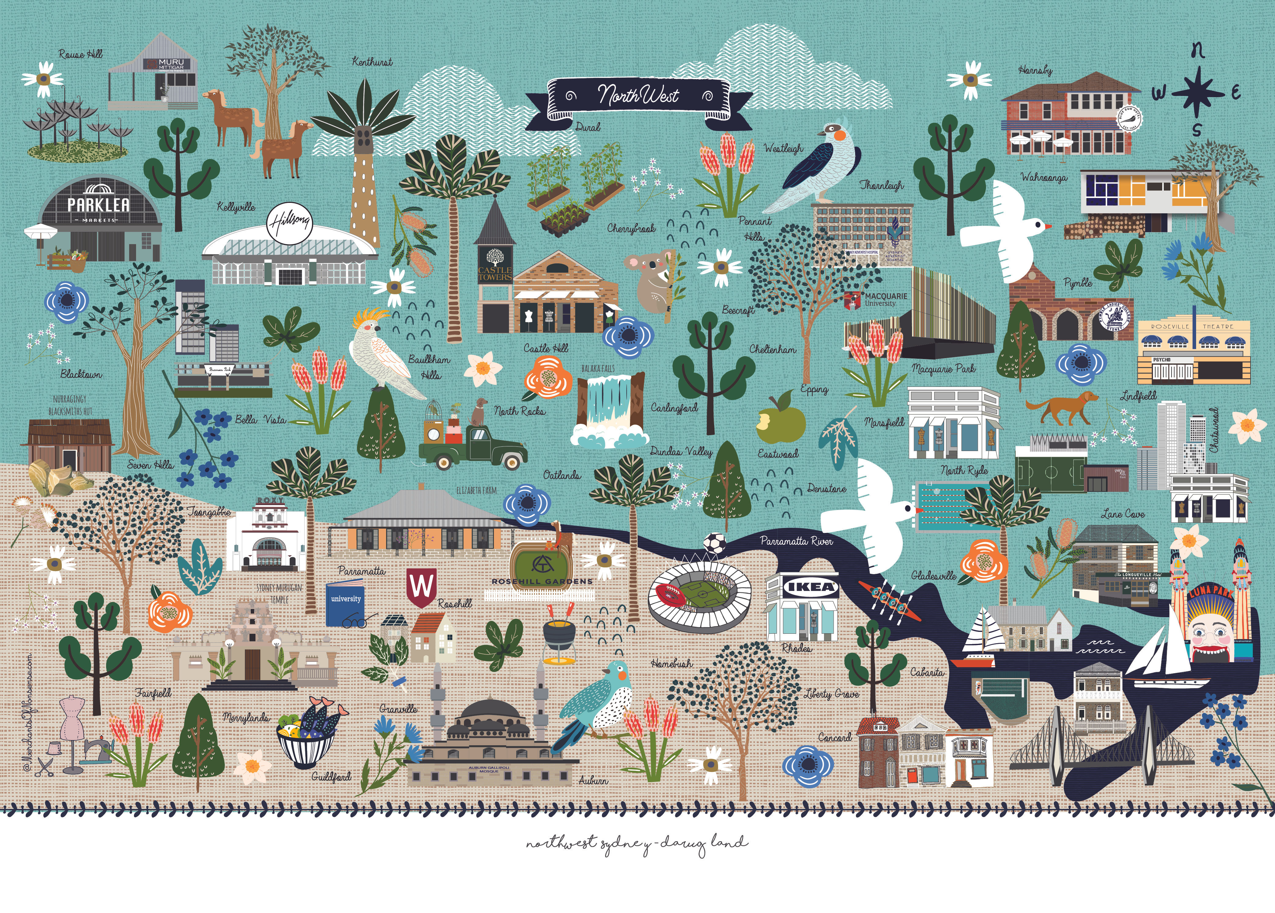 North Western Sydney Illustrated Map: The Hills