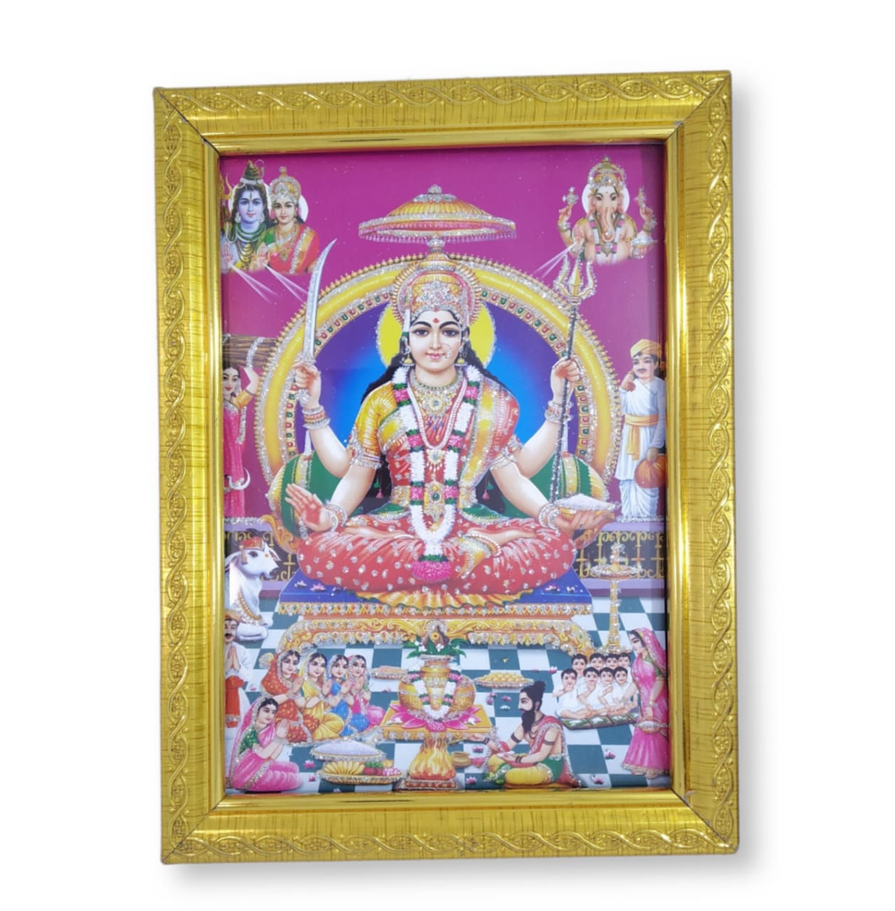 Santoshi mata Photo with Glass - 6"x8" 