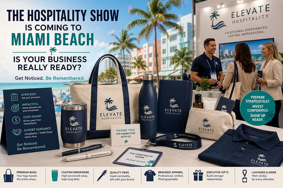 The Hospitality Show Miami Beach — custom branded merchandise and trade show strategy for hospitality brands