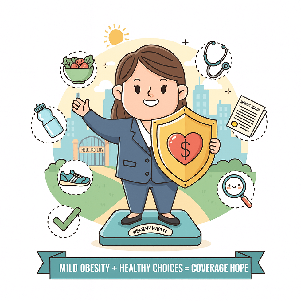 Mild obesity still insurable.