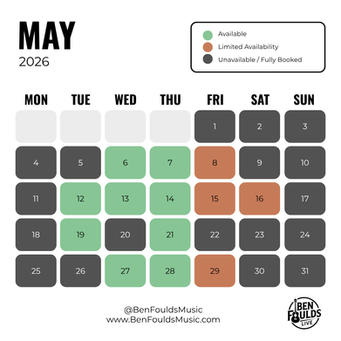 Ben Foulds Music Availability Calendar