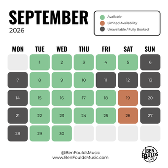 Ben Foulds Music Availability Calendar