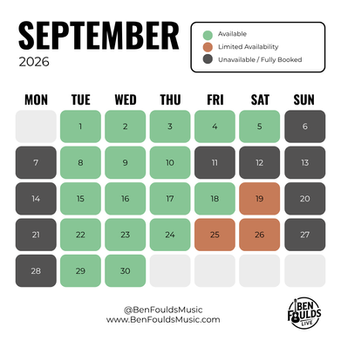 Ben Foulds Music Availability Calendar