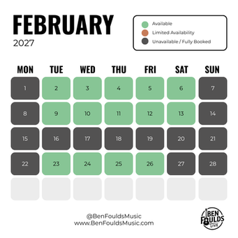 Ben Foulds Music Availability Calendar