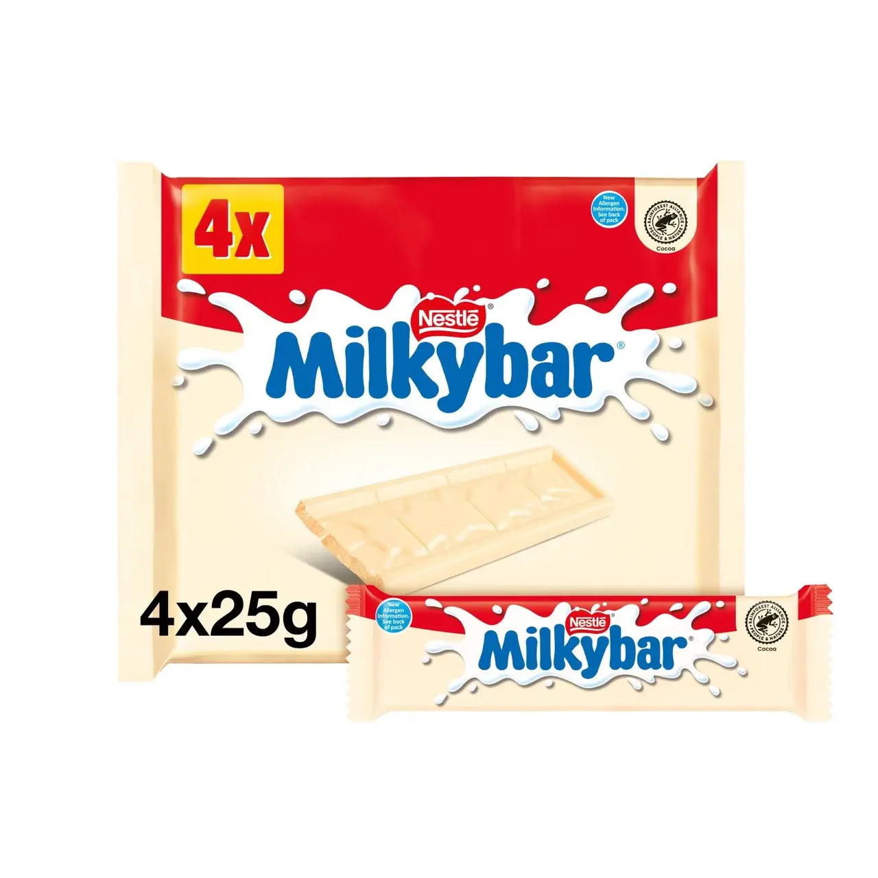 Milkybar Medium White Chocolate Bar Multipack 4x25g - BBE:05/2026