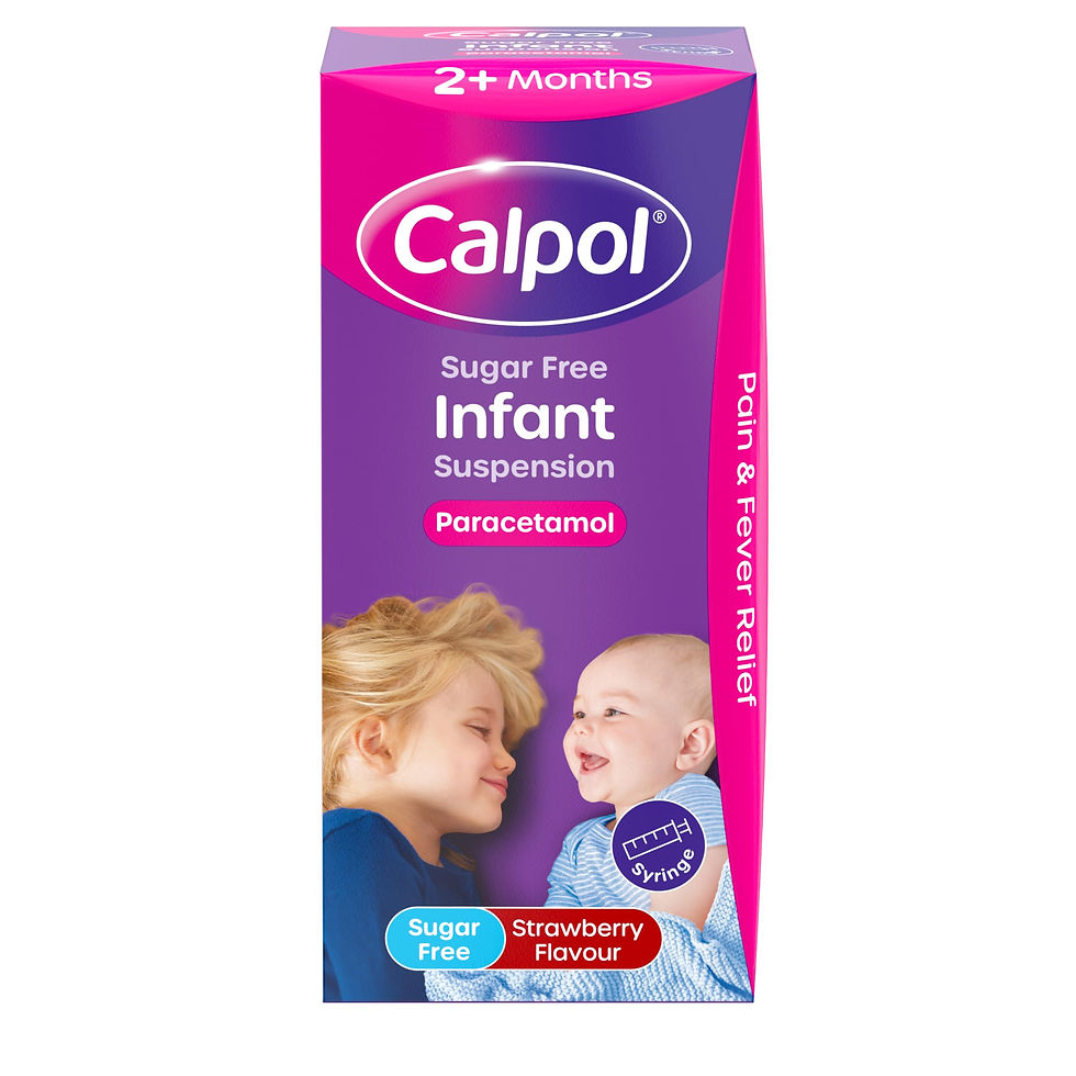 Calpol Sugar-Free Infant Suspension Paracetamol (1 x 100ml), Strawberry Flavour