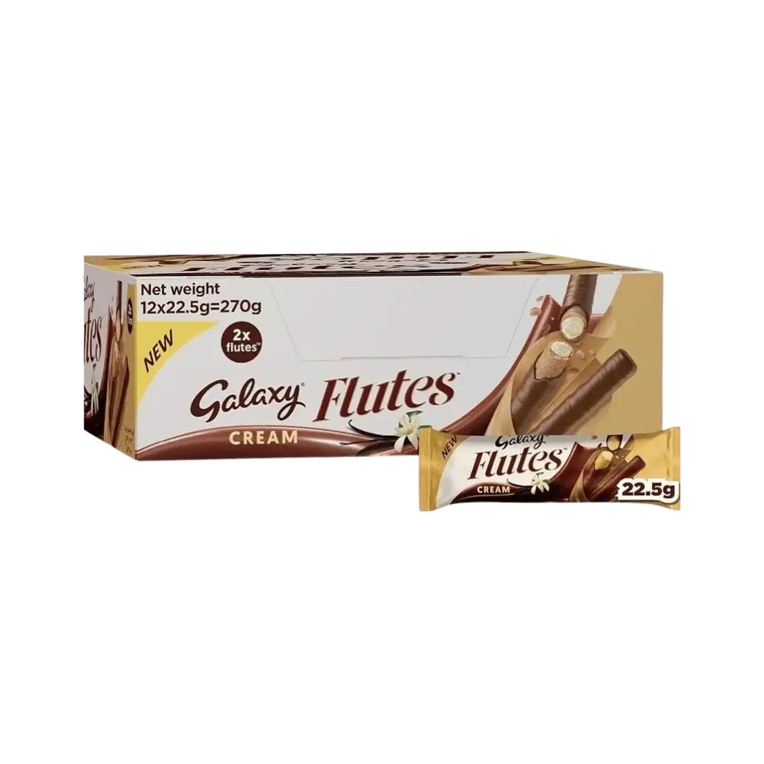 Galaxy Flutes Cream Wafer Rolls Vanilla 12 x 22.5g - BBE:16/08/26