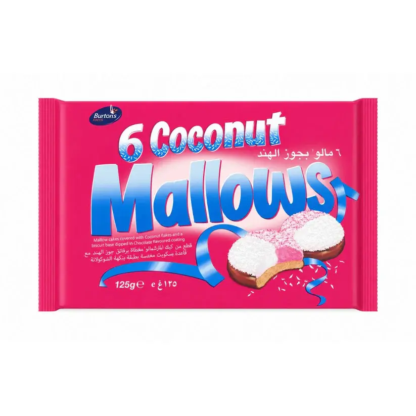 Burton’s Coconut Mallows 125g, 6 Pack - BBE:21/11/26