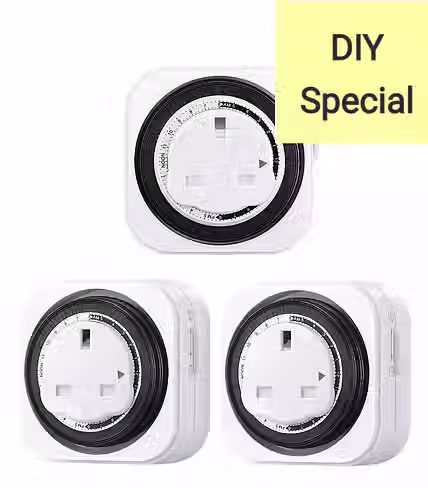 3 Pack Mechanical Timer Socket Switch,24 Hour Programmable Timers