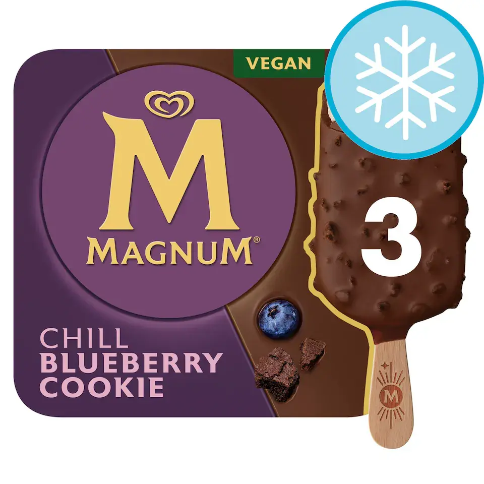 Magnum Chill Chocolate, Blueberry Cookies Ice Cream Sticks 3x90ml - BBE:06/26