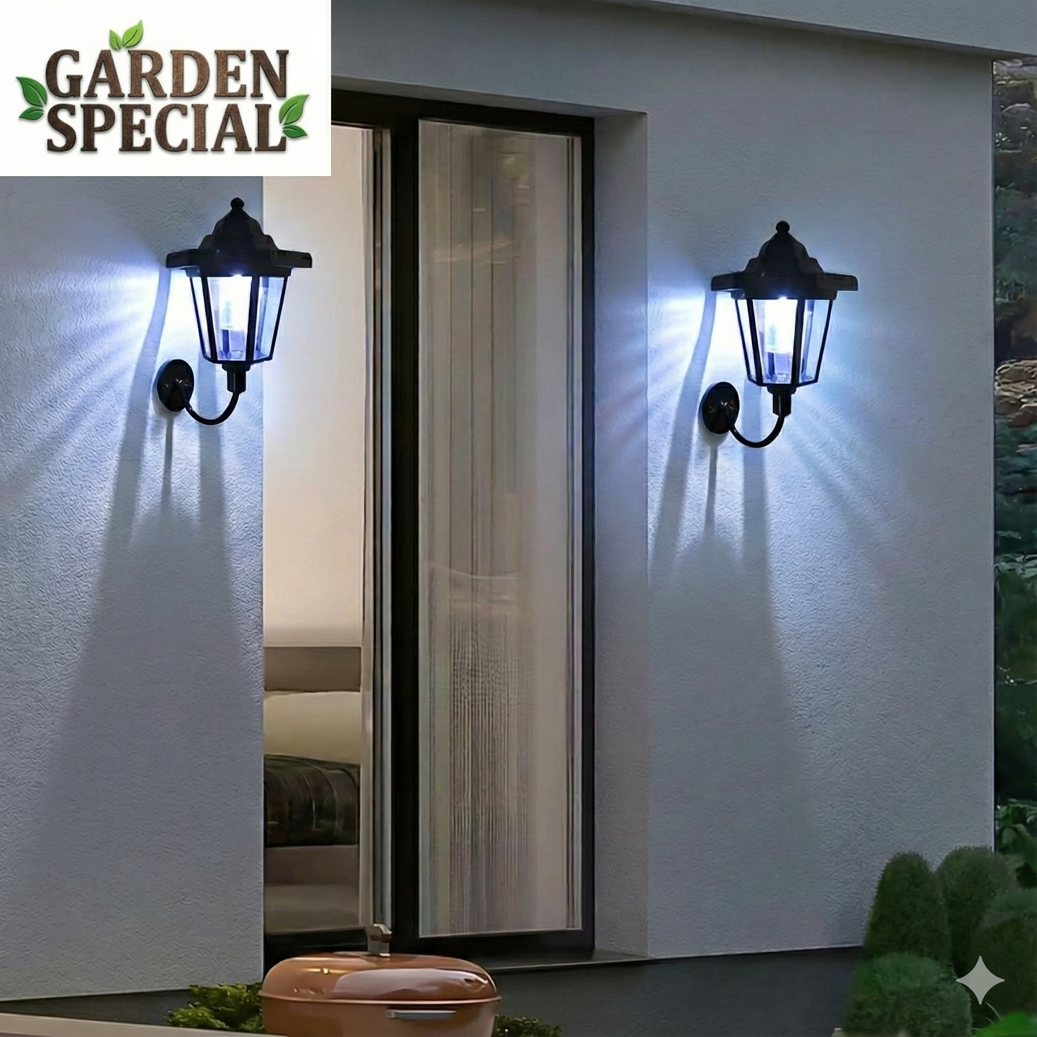 Solar Outdoor Hexagonal Wall Lights 2 Pack