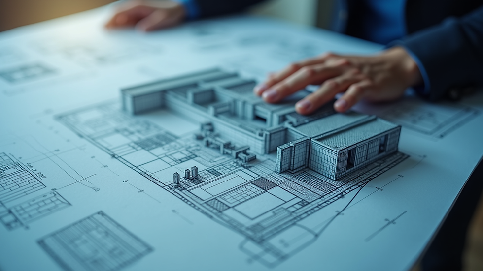 Close-up view of detailed CAD architectural drawings on a computer screen