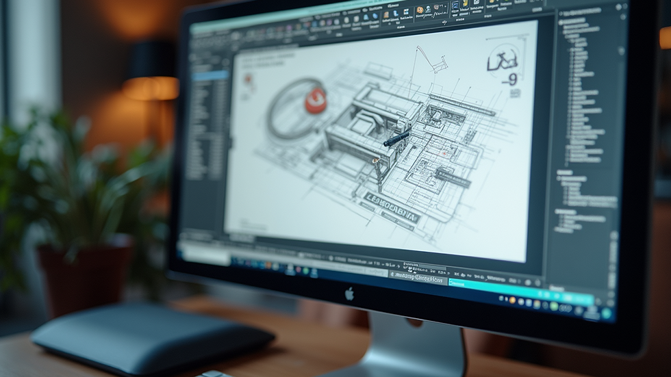 Eye-level view of a computer screen displaying AutoCAD software interface