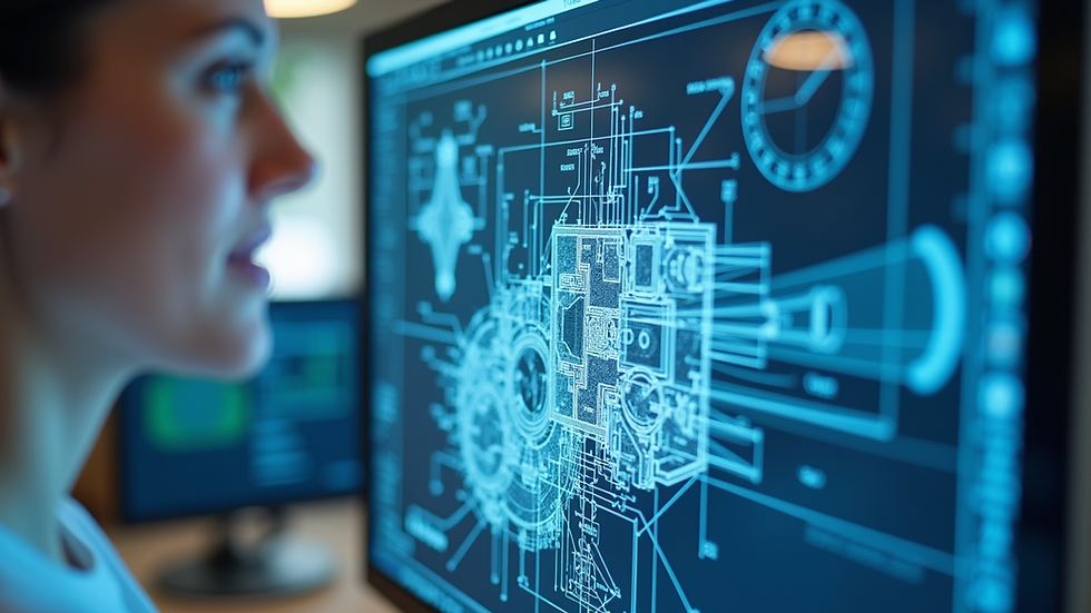 Close-up view of a detailed CAD drawing on a computer screen