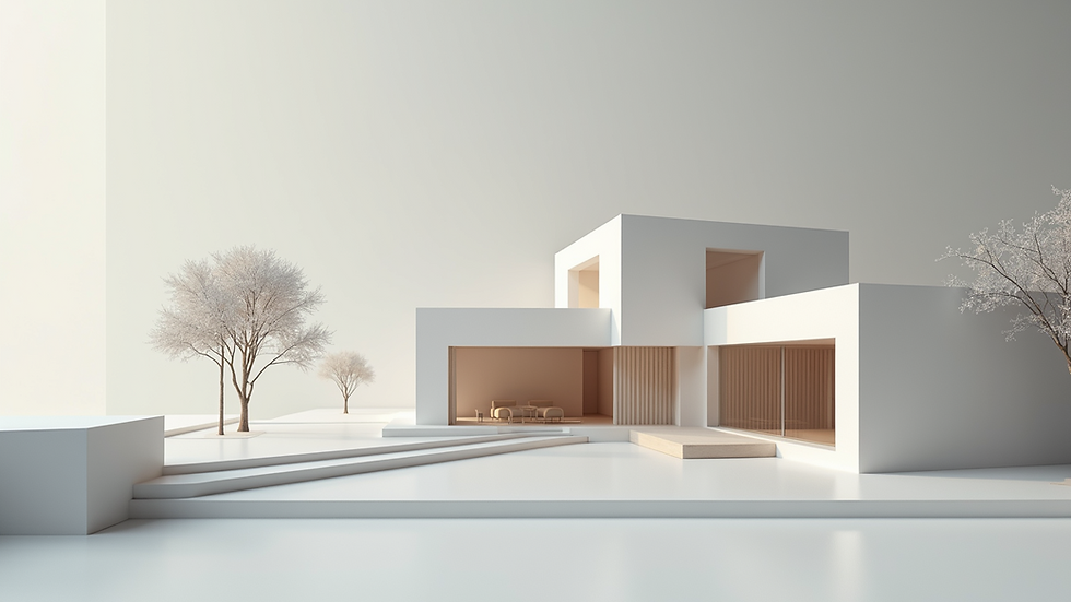 Eye-level view of a modern architectural model