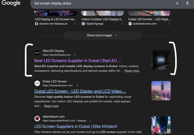 StarLED Display google search ranking proof