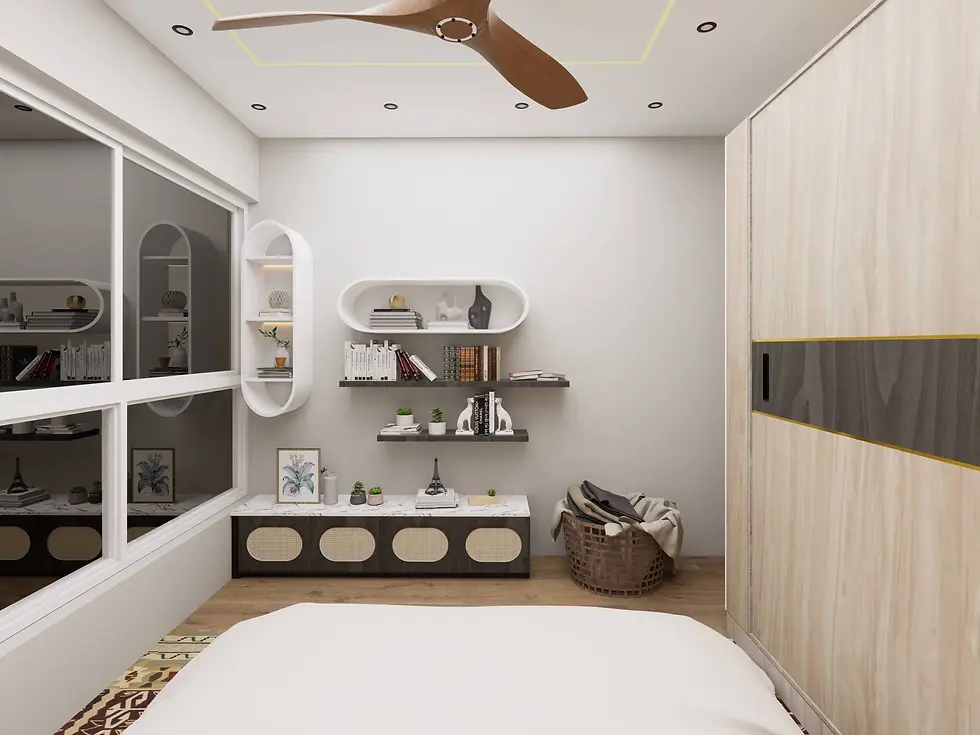Modern Floating Bookshelves with Bench for Kids or Reading Nook