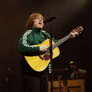 Lewis Capaldi performing live on stage at Rogers Arena in Vancouver for his sold-out 2026 North American tour finale.
