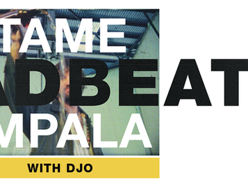 Official tour poster for Tame Impala Deadbeat Tour 2026 featuring Kevin Parker and listing North American arena dates with special guests Djo and Dominic Fike.