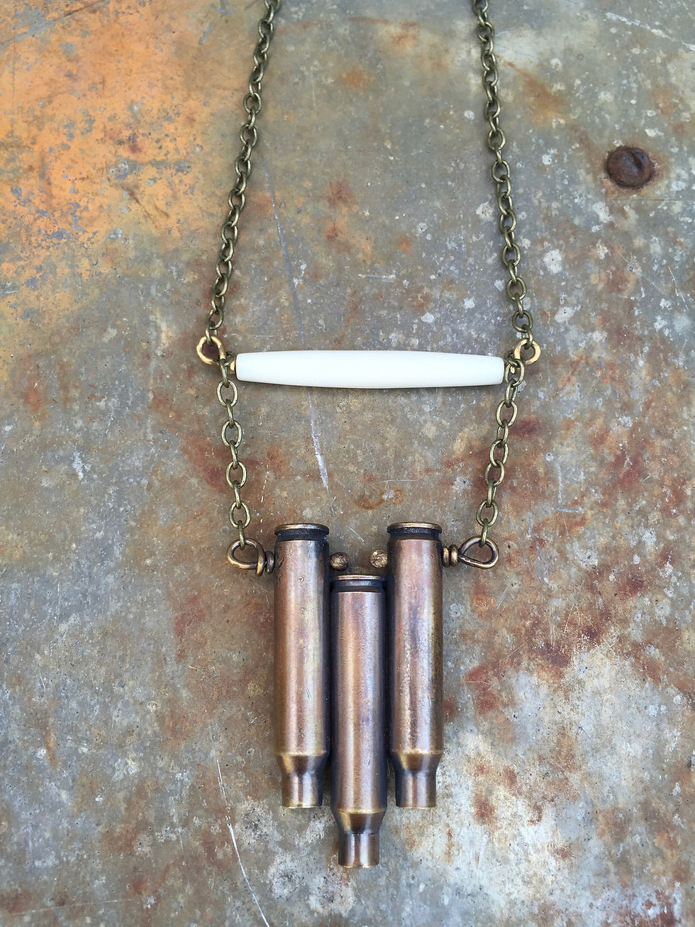 Thumbnail: The Triple Bullet and Bone Necklace (OOAK)