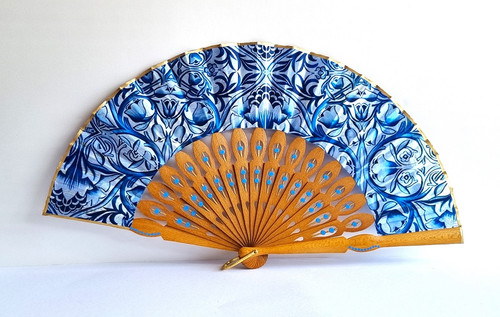 OMYTEA Handfächer Aus Seide - Redbud Grün Faltfächer Für Damen Größe S