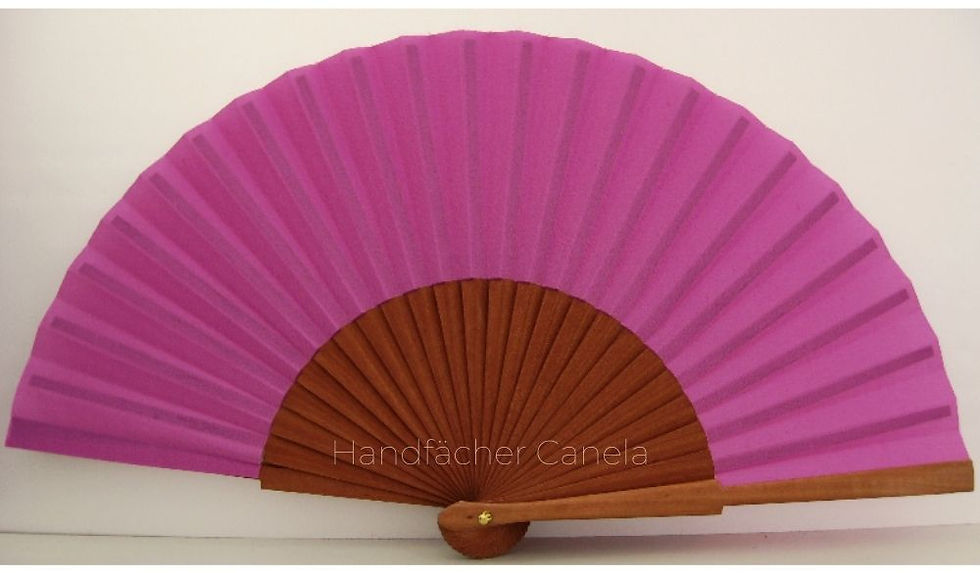 Miniatura: Fächer basic aus Holz und Stoff. Bespannung in Lila